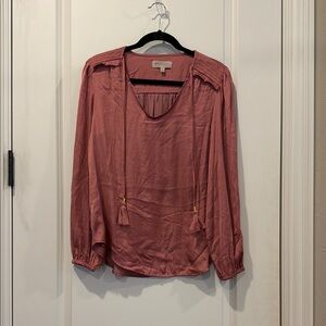 Philosophy silky shirt with ruffles Women's Pink Blouse with Tassels size M